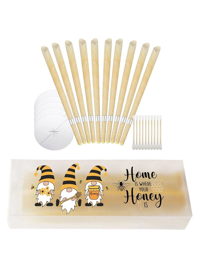 يوجي شموع شمع الأذن النقية شمع النحل العلاج بالعطرة 10 قطعة مع مجموعة أقراص حماية الأذن 5 قطعة للحد من تنين الأذن وتحسين النوم - Image 1